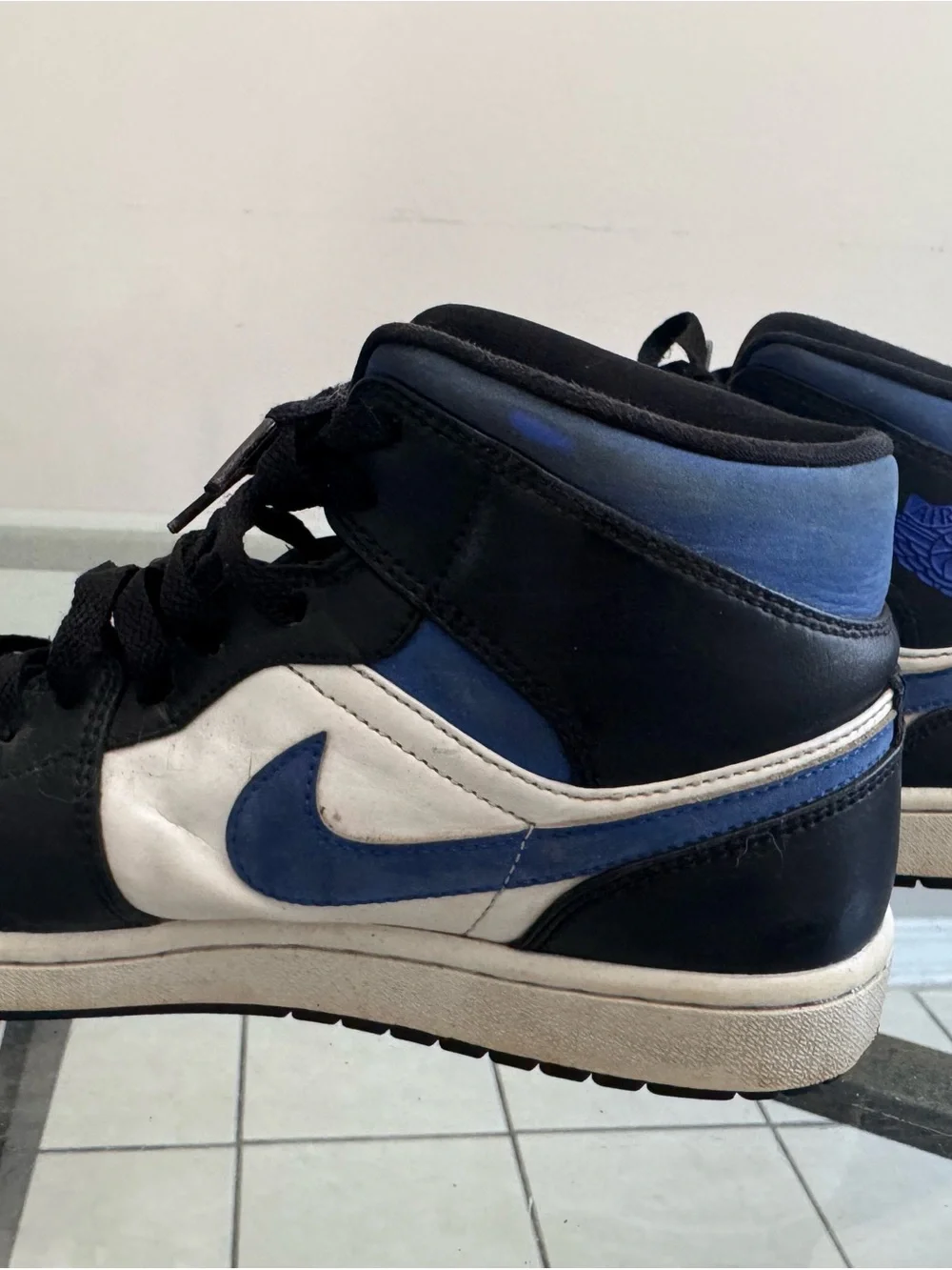 Nike Air Jordan 1 Mid Racer Blue Black White Retro High Top Sneakers Men 9.5